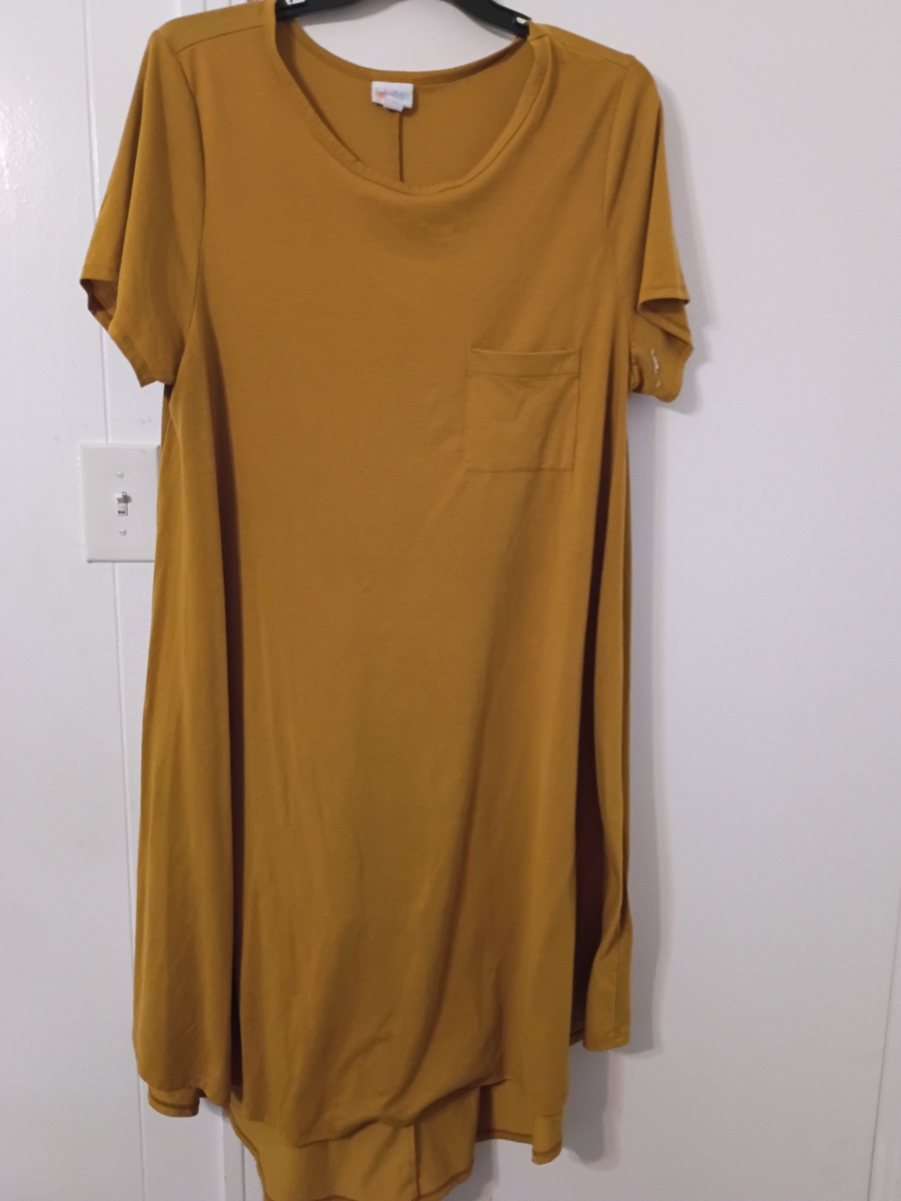 LuLaRoe Mustard Short-Sleeve Midi Pocket Dress